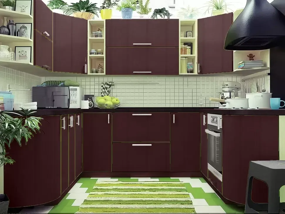 Коричневая Угловая кухня  МоДа VIP-Master П-образная 6,2 метра (1,9x2,4x1,9)