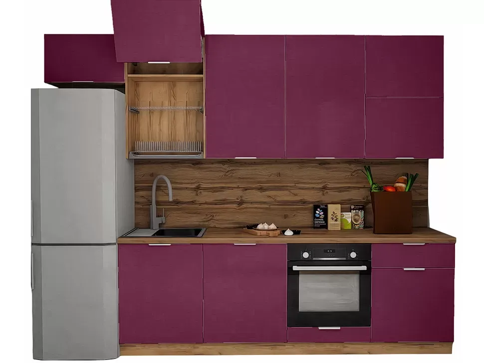 LuxeForm 38 Мм, Сливовый Модульная кухня Acryl 3 м фасады LuxeForm Рост LuxeForm 38 Мм, Сливовый Модульная кухня Acryl 3 м фасады LuxeForm Рост