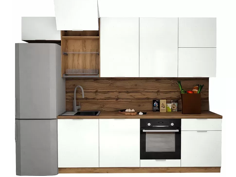 LuxeForm 38 Мм, Белый Модульная кухня Acryl 3 м фасады LuxeForm Рост LuxeForm 38 Мм, Белый Модульная кухня Acryl 3 м фасады LuxeForm Рост