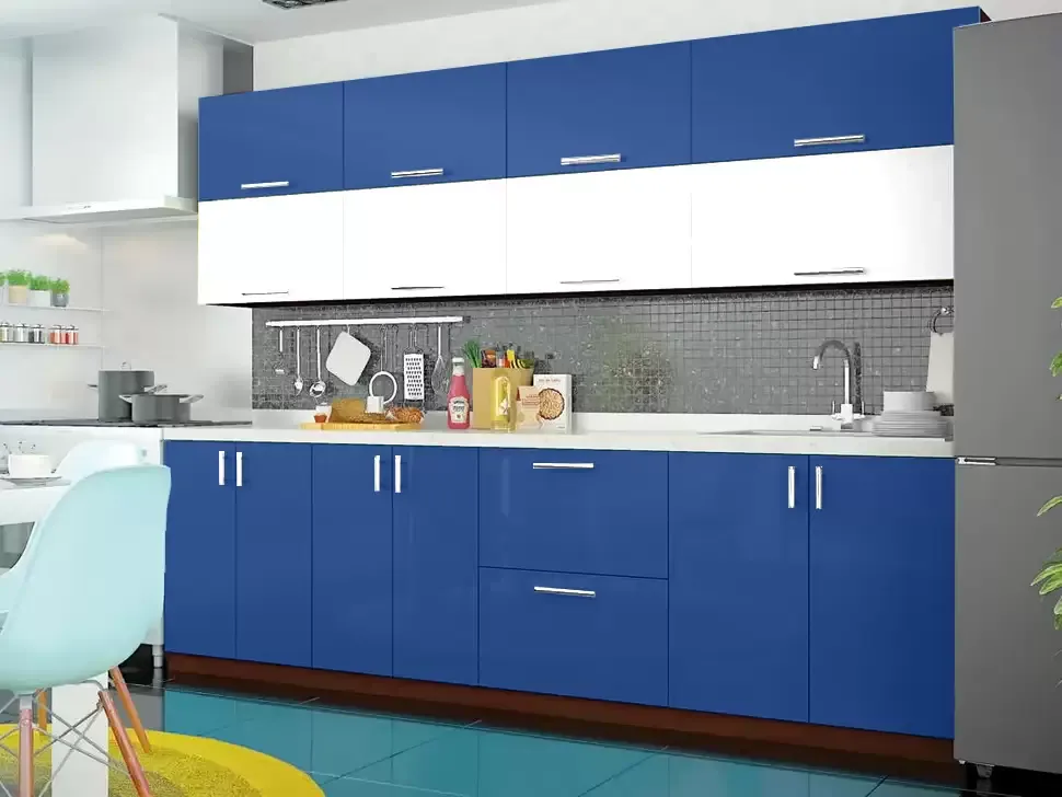 Двухцветная сине-белая кухня Color-MIX VIP-Master 2.6 метра Двухцветная сине-белая кухня Color-MIX VIP-Master 2.6 метра