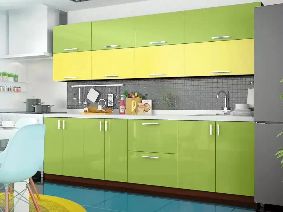 Двухцветная желто-зеленая кухня Color-MIX VIP-Master 2.6 метра Двухцветная желто-зеленая кухня Color-MIX VIP-Master 2.6 метра