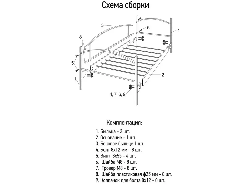 Порядок сборки Диван-кровати Дабл на металлических ламелях Металл-Дизайн односпальная металлическая