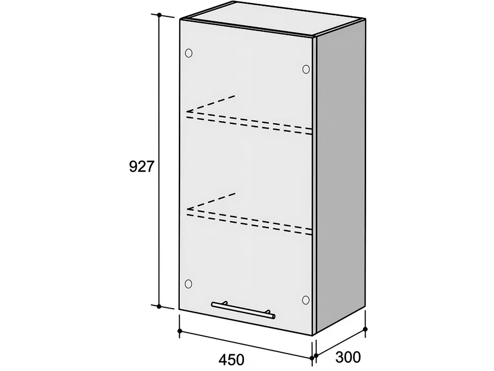 Размеры верхнего кухонного модуля ВС 450х927х300 Рост™