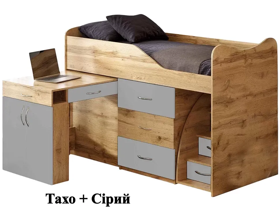 Дитяче ліжко-кімната Bed-Room №5 + Стіл Viorina DEKO корпус Тахо колір Сірий Дитяче ліжко-кімната Bed-Room №5 + Стіл Viorina DEKO корпус Тахо колір Сірий