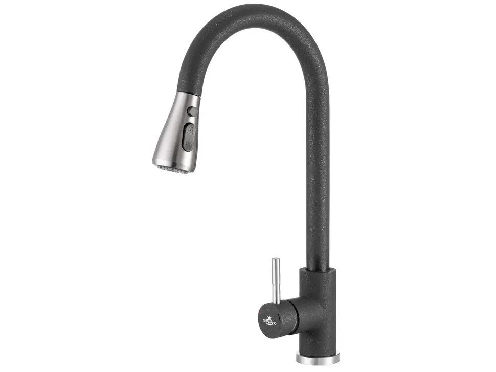 Смеситель с выдвижным изливом CAMPO Black Shine Granado фото 5