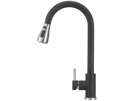 Смеситель с выдвижным изливом CAMPO Black Shine Granado