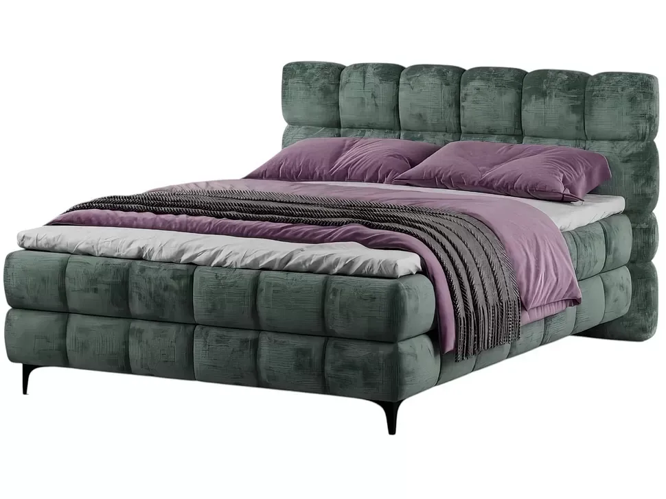 Зеленая двуспальная кровать Melani 160×200 с матрасом Константа Мелани