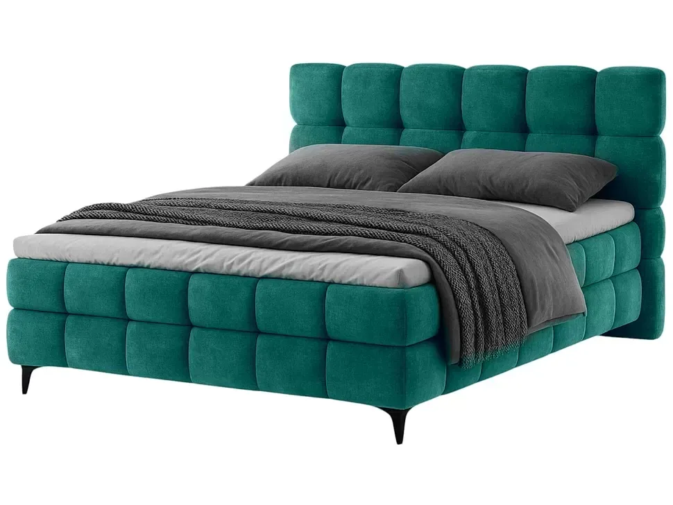 Зеленая двуспальная кровать Melani 160×200 с матрасом Константа Мелани