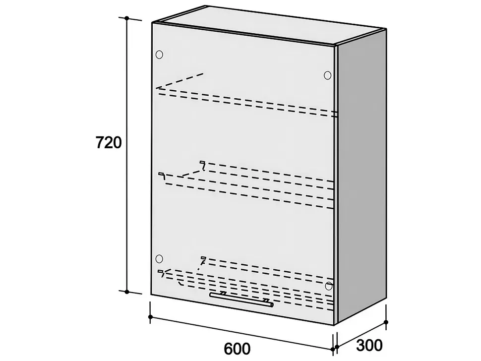 Размеры верхнего кухонного модуля ВС сушка 600х720х300 Рост™