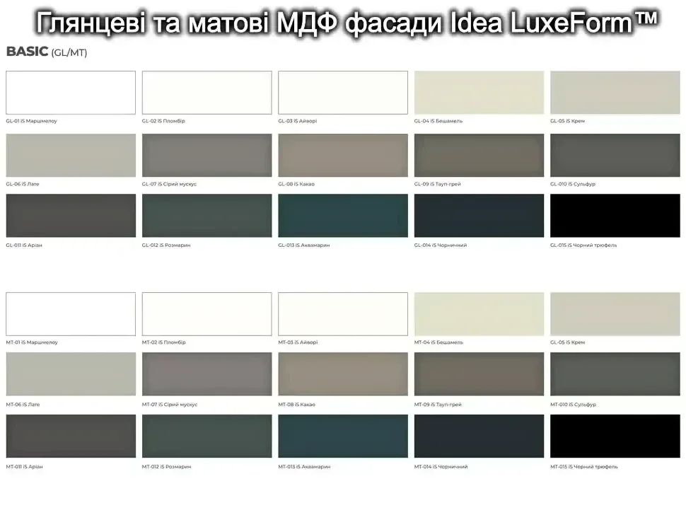 МДФ фасади LuxeForm™ акрилові Acryl МДФ фасади LuxeForm™ акрилові Acryl