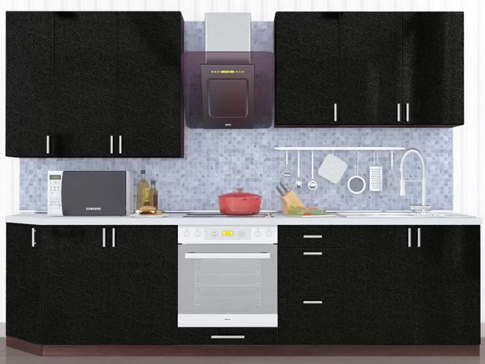 Антрацит Прямая кухня МоДа VIP-Master 2,9 метра Антрацит Прямая кухня МоДа VIP-Master 2,9 метра