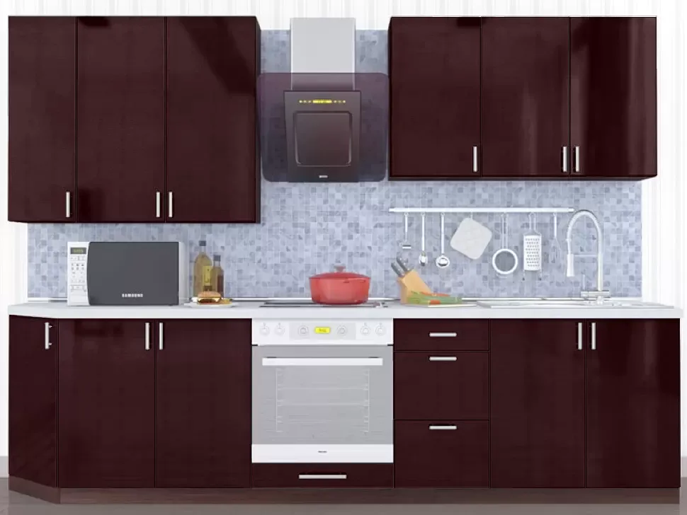 Коричневая Прямая кухня МоДа VIP-Master 2,9 метра Коричневая Прямая кухня МоДа VIP-Master 2,9 метра