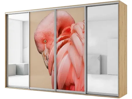 Шкаф-купе с фото и зеркалом Феникс Ультра + Стандарт четырехдверный Шкаф-купе с фото и зеркалом Феникс Ультра + Стандарт четырехдверный