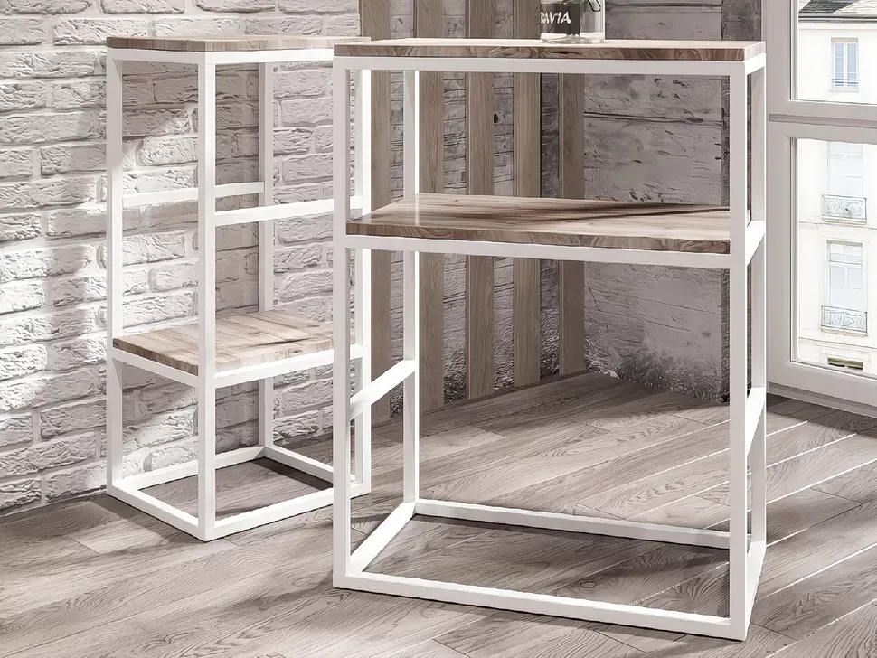 Барная стойка Loft модуль Мини цвет ДСП Аляска мебельная фабрика Металл-Дизайн рядом с модулем Макси