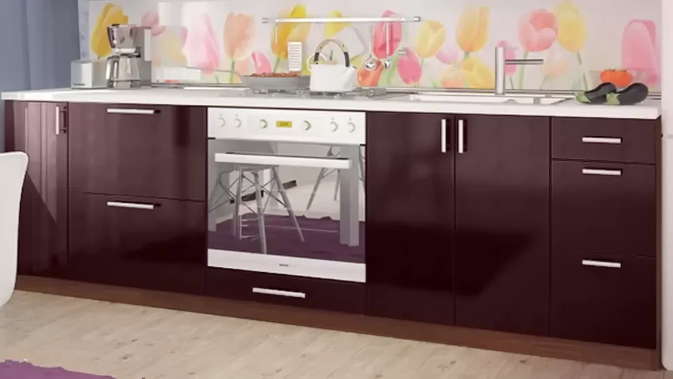 Коричневая Прямая кухня МоДа VIP-Master 2,4 метра витрина Коричневая Прямая кухня МоДа VIP-Master 2,4 метра витрина