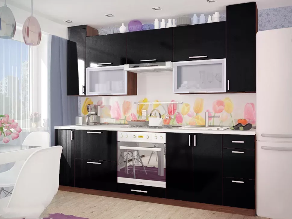 Черная кухня МоДа VIP-Master 2,4 метра витрина Черная кухня МоДа VIP-Master 2,4 метра витрина