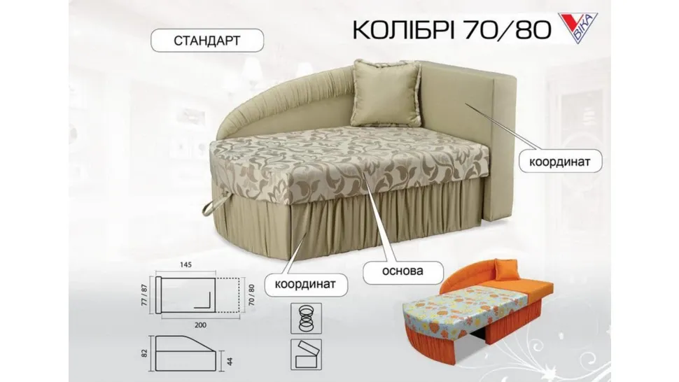 Детский диван Колибри-80 фабрики Вика Детский диван Колибри-80 фабрики Вика