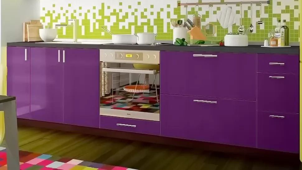 Фиолетовая Прямая кухня МоДа VIP-Master 2,8 метра Фиолетовая Прямая кухня МоДа VIP-Master 2,8 метра