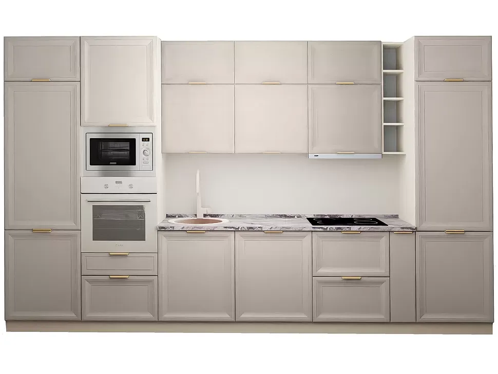 Ванільний 38 Мм Модульна кухня 3800 мм класичні МДФ фасади Тревізо LuxeForm Рост