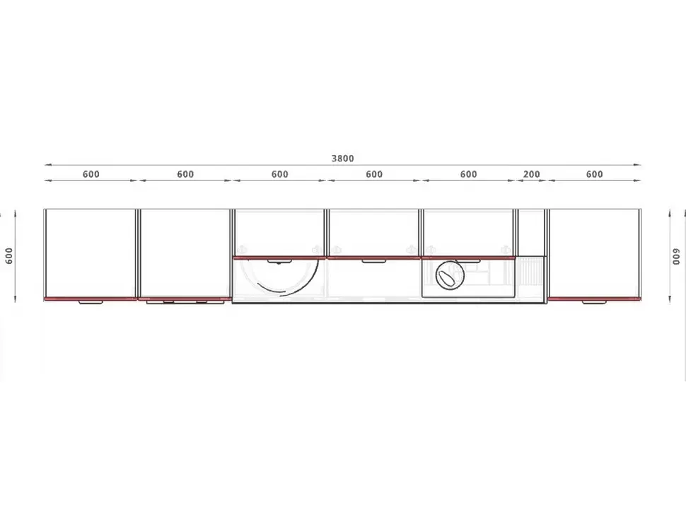 Розмири модульної кухні 3800 мм класичні МДФ фасади Тревізо LuxeForm Рост™