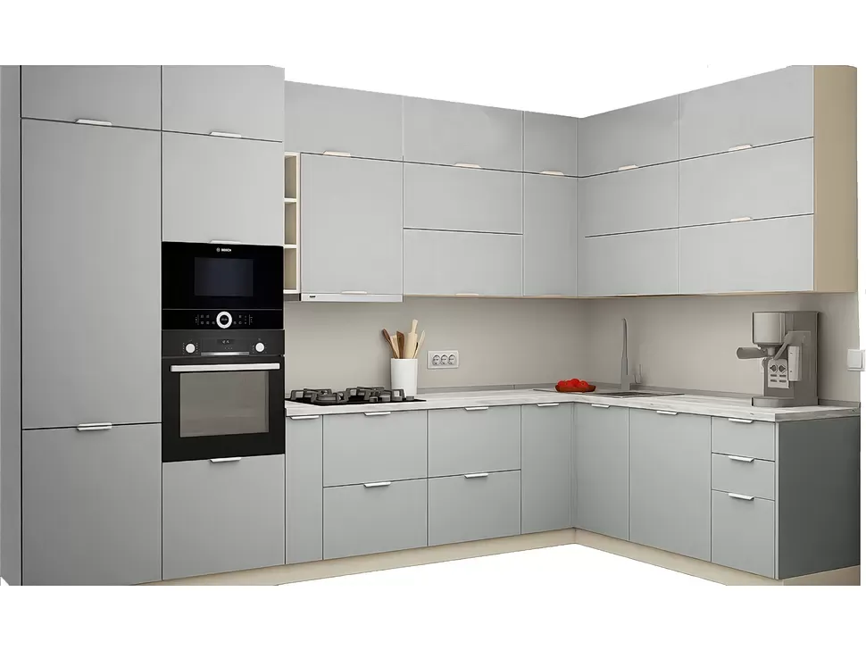LuxeForm 38 Мм, Шиншилла Угловая кухня 3,6×2,0 м ДСП фасады Рост LuxeForm 38 Мм, Шиншилла Угловая кухня 3,6×2,0 м ДСП фасады Рост
