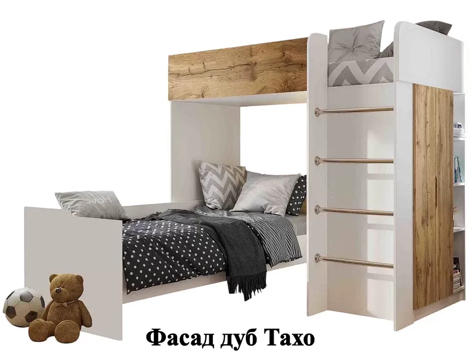 З Додатковим Ліжком Дуб Тахо Дитяче ліжко-горище Bed-Room №3 Viorina DEKO корпус білий