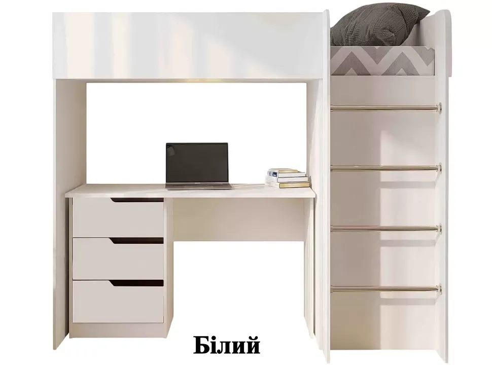 З Письмовим Столом Білий Дитяче ліжко-горище Bed-Room №3 Viorina DEKO корпус білий