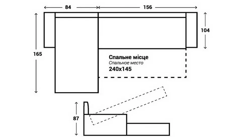 Размеры углового дивана Корнелиус мебельной фабрики Фабене
