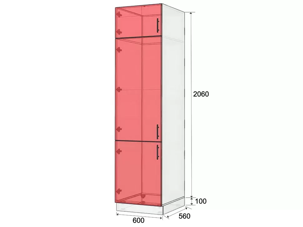 Размеры шкафа пенала под холодильник ШХ 600x2360x560 Рост™