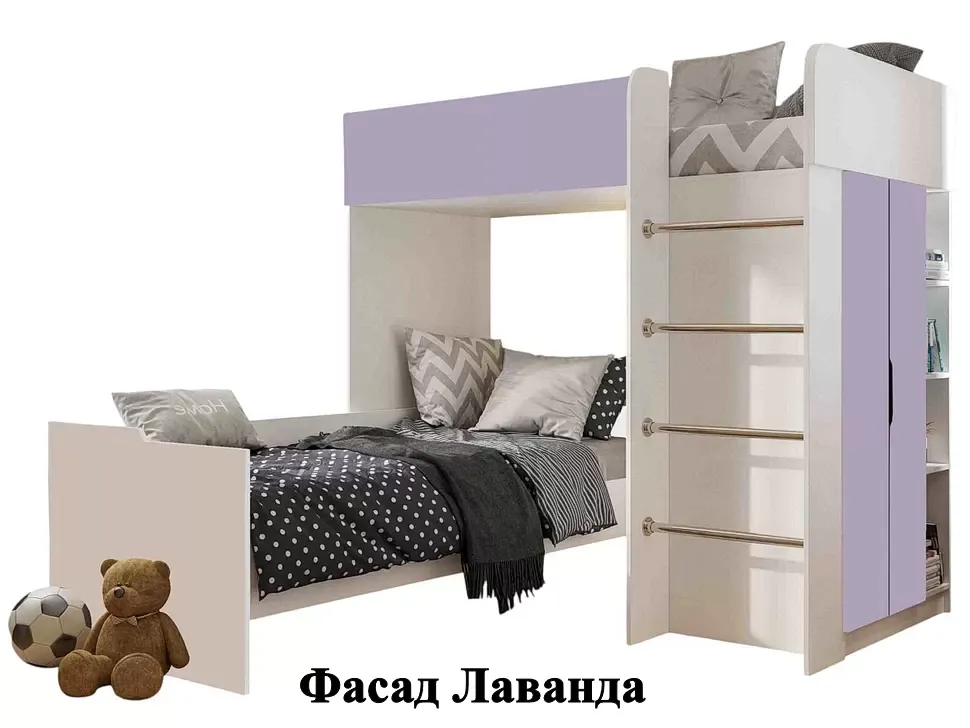 С Дополнительной Кроватью Лаванда Детская кровать-чердак Bed-Room №3 Viorina DEKO корпус белый С Дополнительной Кроватью Лаванда Детская кровать-чердак Bed-Room №3 Viorina DEKO корпус белый