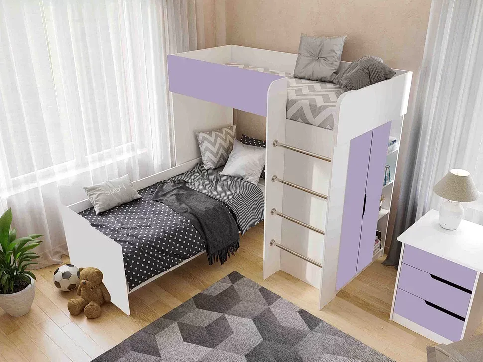Детская кровать-чердак Bed-Room №3 Viorina DEKO корпус белый фото 37