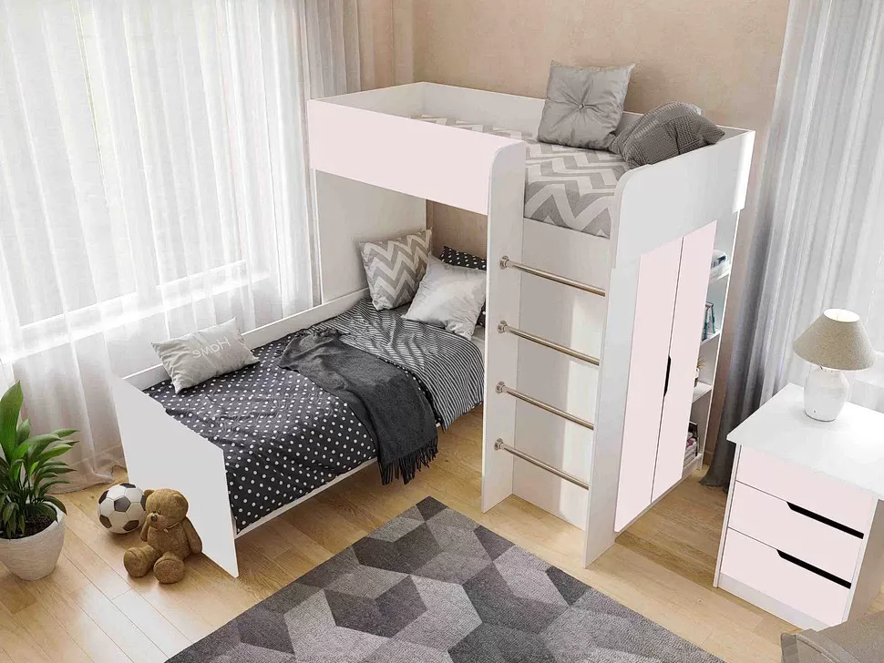 Детская кровать-чердак Bed-Room №3 Viorina DEKO корпус белый фото 9