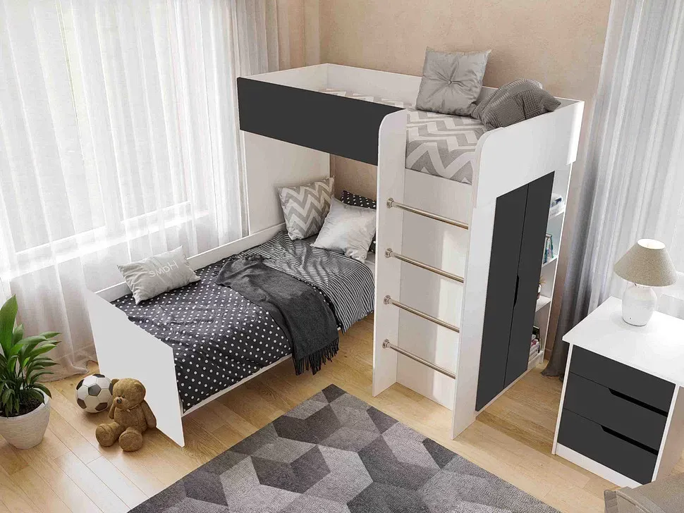 Детская кровать-чердак Bed-Room №3 Viorina DEKO корпус белый фото 5