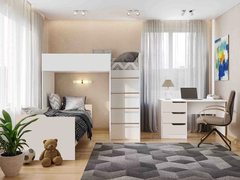 Детская кровать-чердак Bed-Room №3 Viorina DEKO корпус белый фото 11