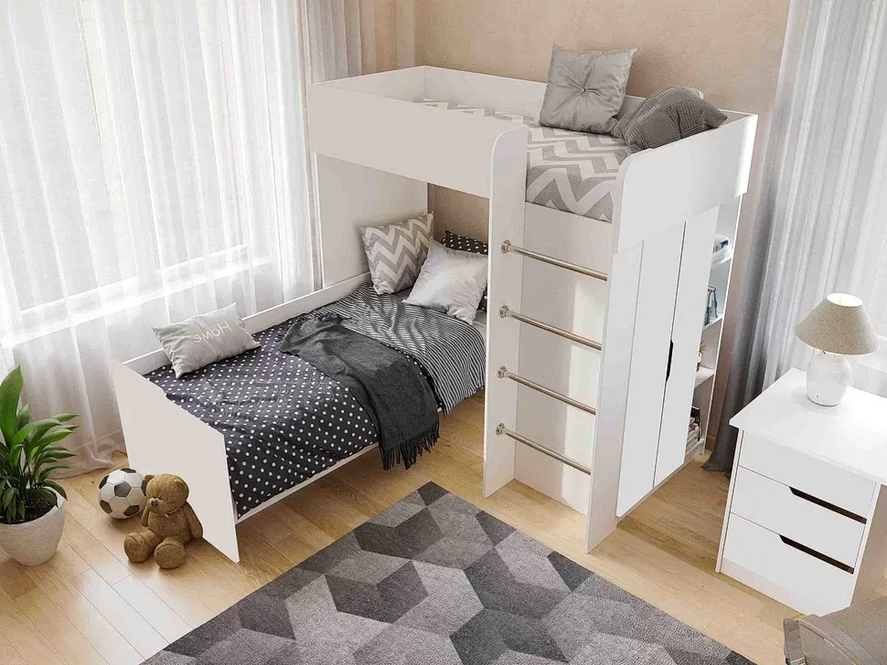 Детская кровать-чердак Bed-Room №3 Viorina DEKO корпус белый фото 17
