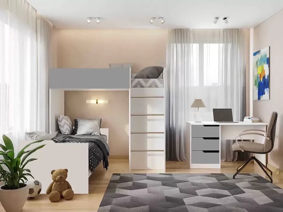 Детская кровать-чердак Bed-Room №3 Viorina DEKO корпус белый фото 30