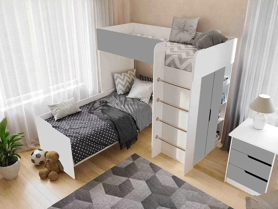 Детская кровать-чердак Bed-Room №3 Viorina DEKO корпус белый фото 32
