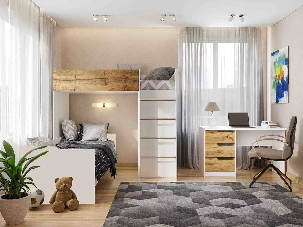 Детская кровать-чердак Bed-Room №3 Viorina DEKO корпус белый фото 23