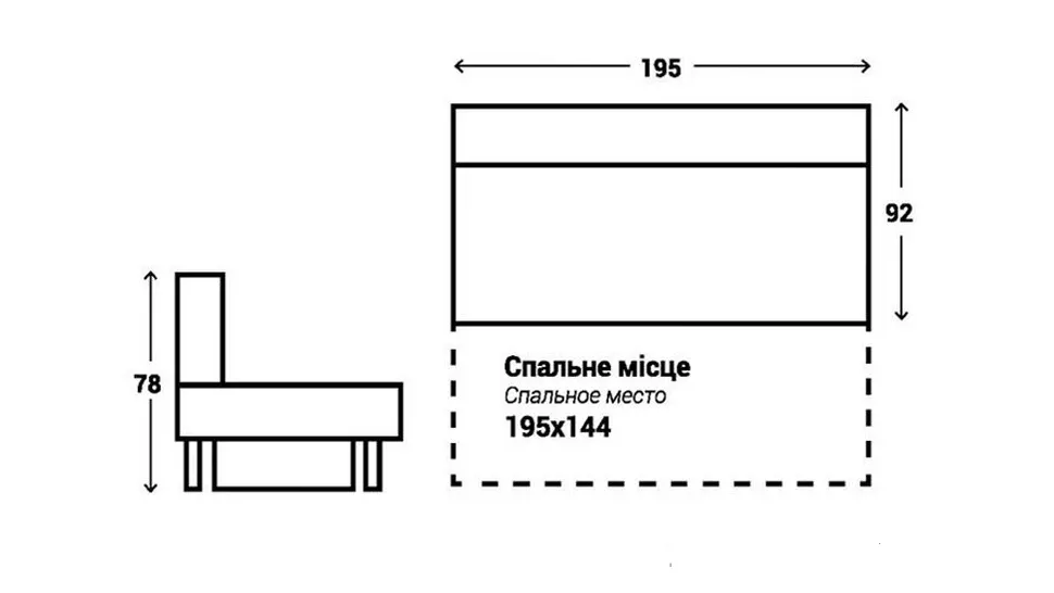 Размеры дивана Ненси