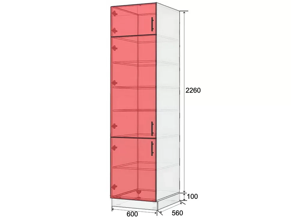 Размеры шкафа пенала с полками ШП 600x2360x560 Рост™