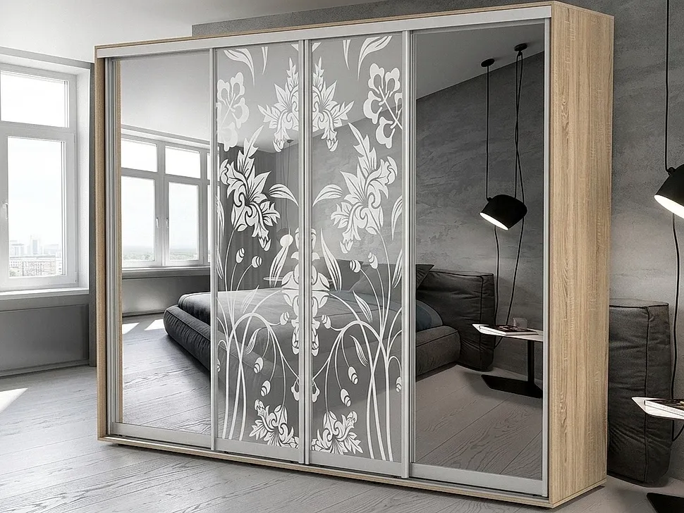 Шкаф-купе 4000×2400×600 Феникс Стандарт в интерьере гостиной