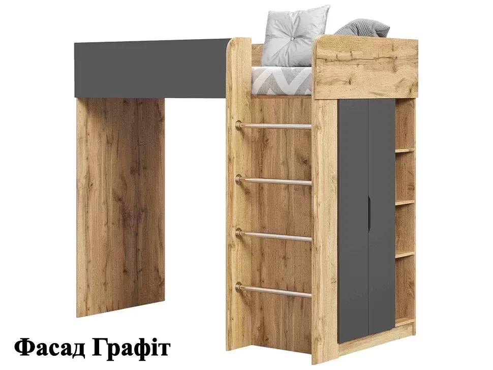 Кровать-Горка Графит Детская кровать-чердак Bed-Room №3 Viorina DEKO дуб Тахо Кровать-Горка Графит Детская кровать-чердак Bed-Room №3 Viorina DEKO дуб Тахо