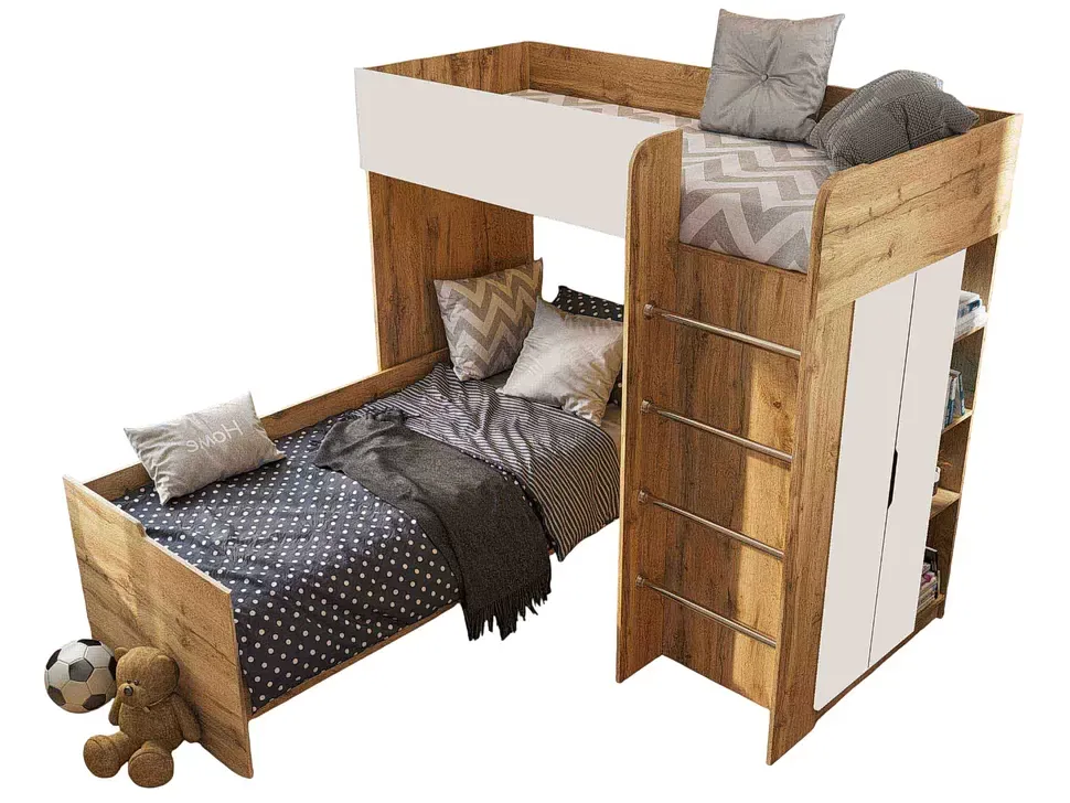 С Дополнительной Кроватью Белый Детская кровать-чердак Bed-Room №3 Viorina DEKO дуб Тахо