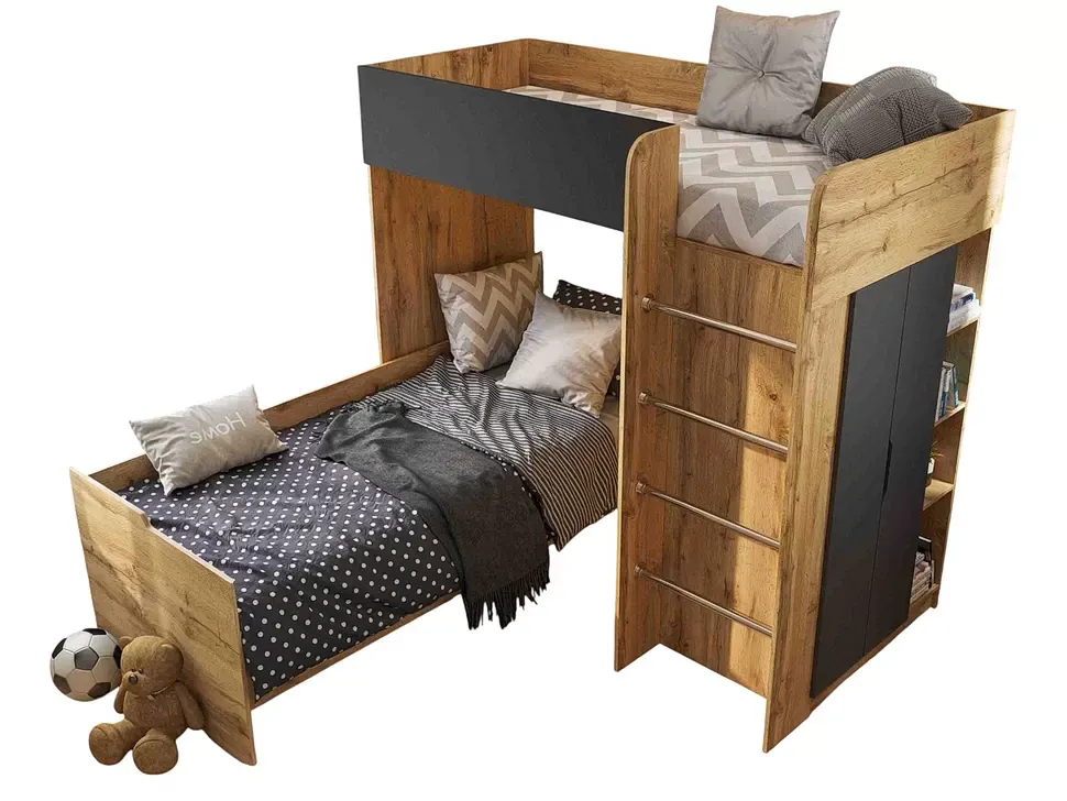 С Дополнительной Кроватью Графит Детская кровать-чердак Bed-Room №3 Viorina DEKO дуб Тахо