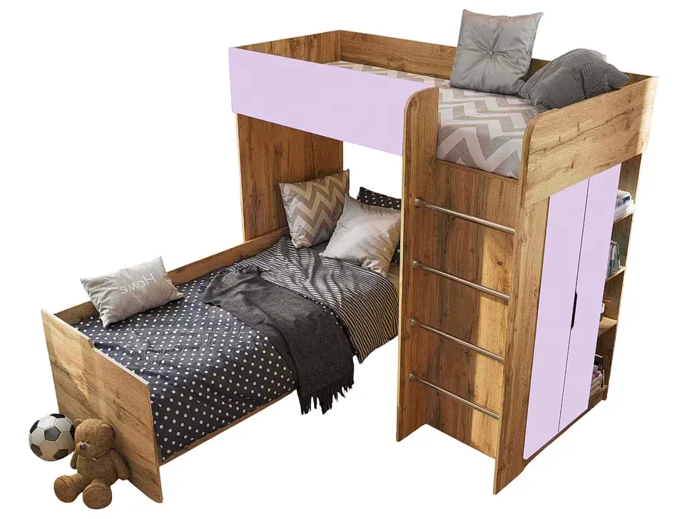 С Дополнительной Кроватью Лаванда Детская кровать-чердак Bed-Room №3 Viorina DEKO дуб Тахо