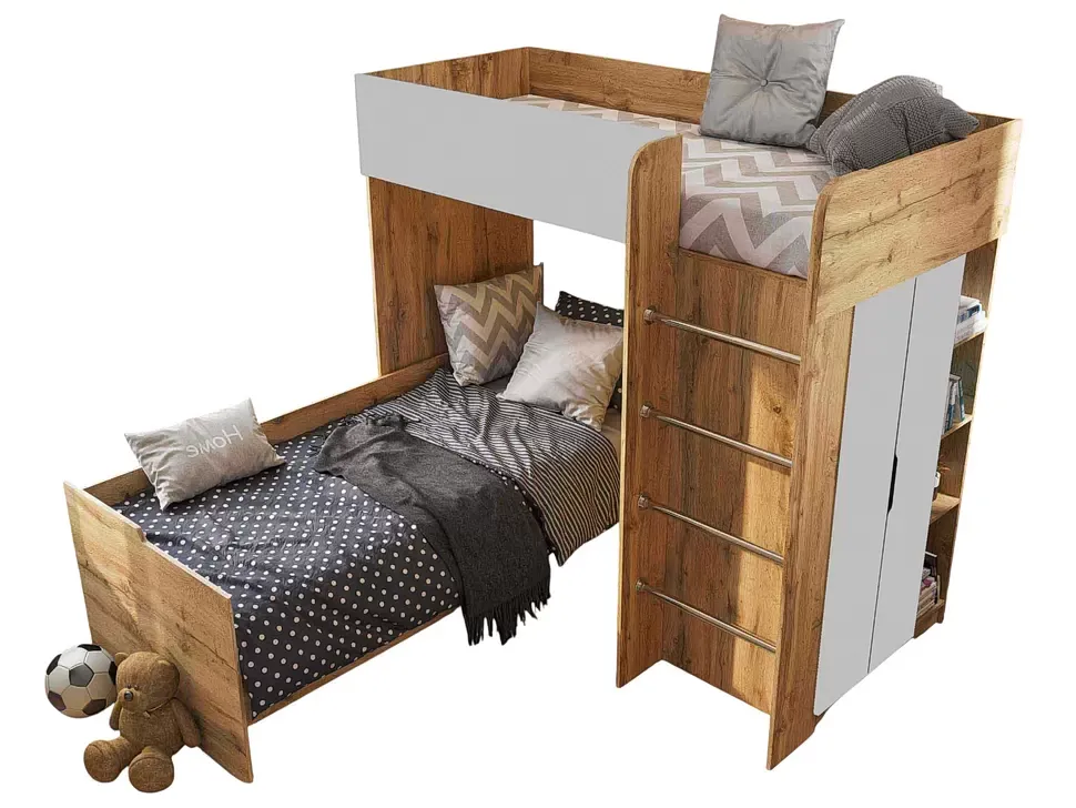 С Дополнительной Кроватью Серый Детская кровать-чердак Bed-Room №3 Viorina DEKO дуб Тахо