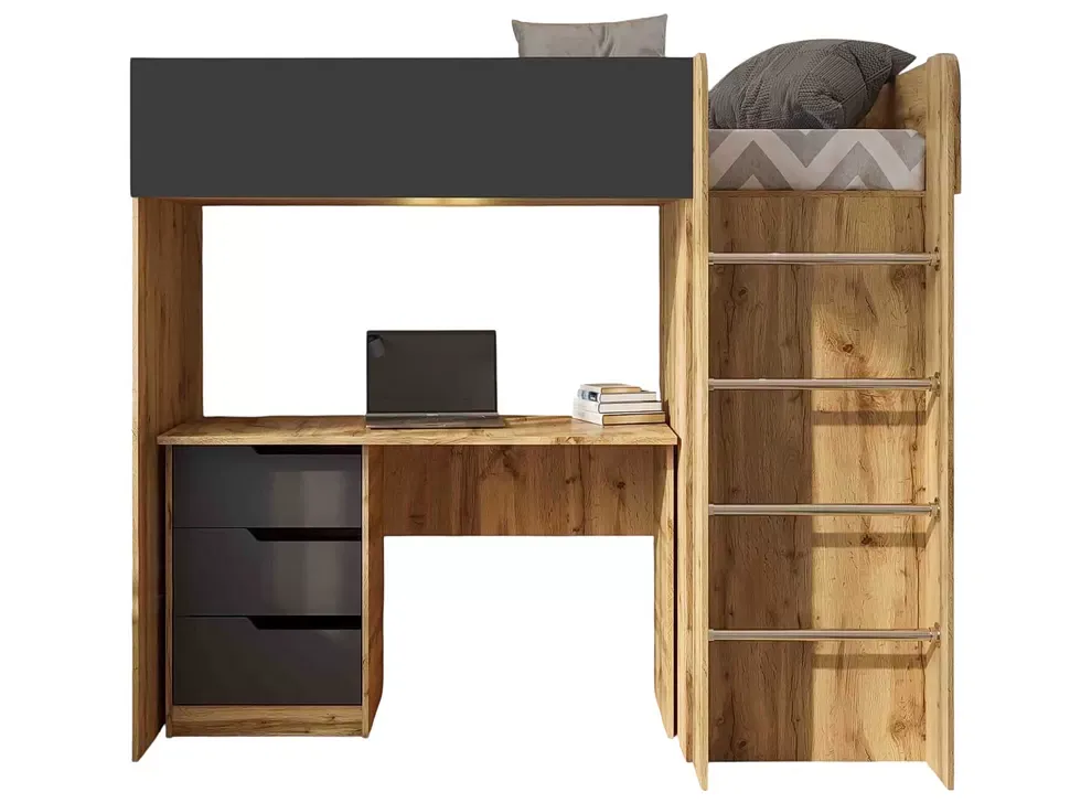 С Письменным Столом Графит Детская кровать-чердак Bed-Room №3 Viorina DEKO дуб Тахо