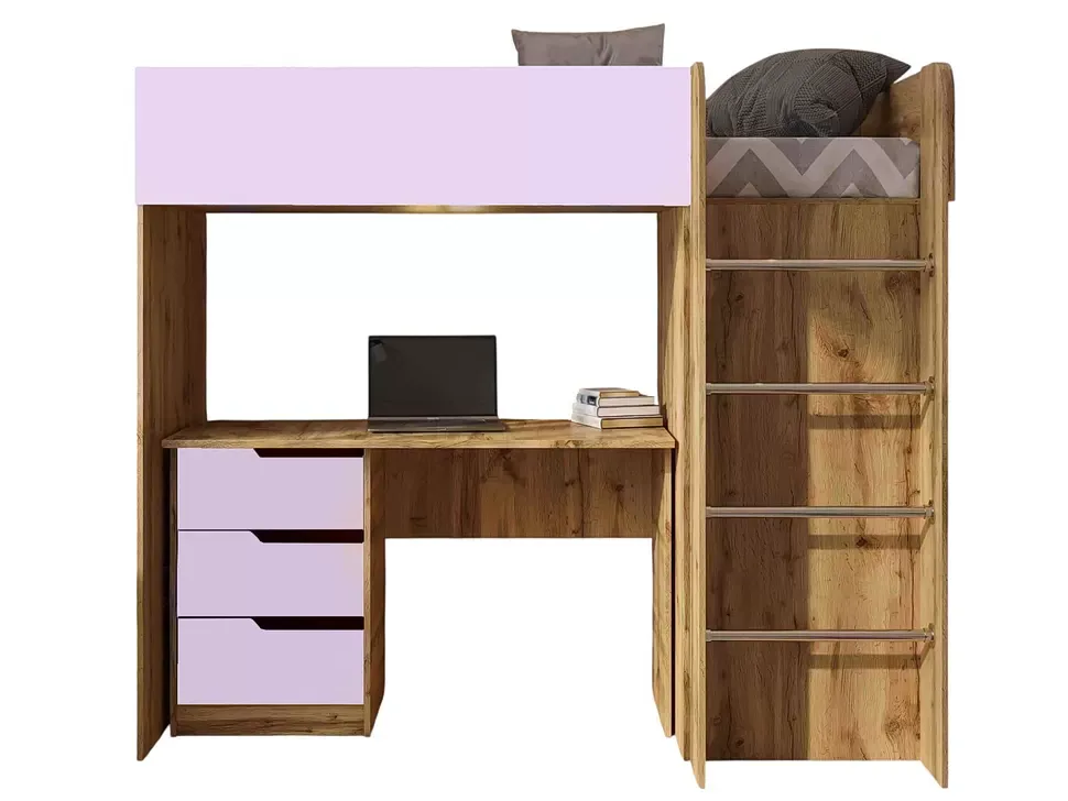 С Письменным Столом Лаванда Детская кровать-чердак Bed-Room №3 Viorina DEKO дуб Тахо
