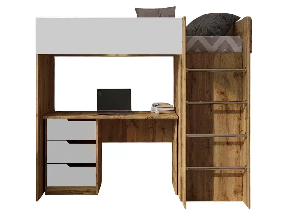 С Письменным Столом Серый Детская кровать-чердак Bed-Room №3 Viorina DEKO дуб Тахо