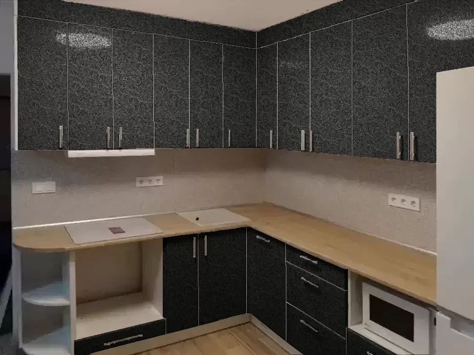 Антрацит Металік Дуб Сонома Кутова кухня МоДа 2,8×2,2 м зі столом Віп-Майстер Антрацит Металік Дуб Сонома Кутова кухня МоДа 2,8×2,2 м зі столом Віп-Майстер